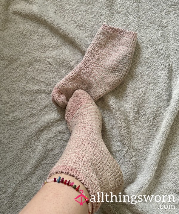 💖 WORN PINK FULLY STRIPED SOCKS — Sweet, Soft & Sinfully Cute 💖