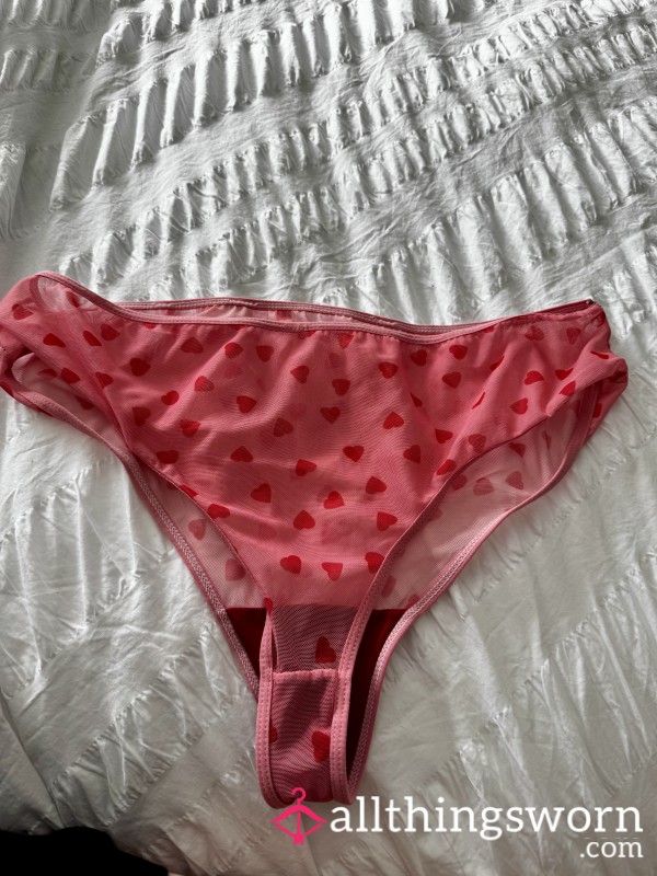 Worn Pink Heart Panties. Worn For A Full Day💖