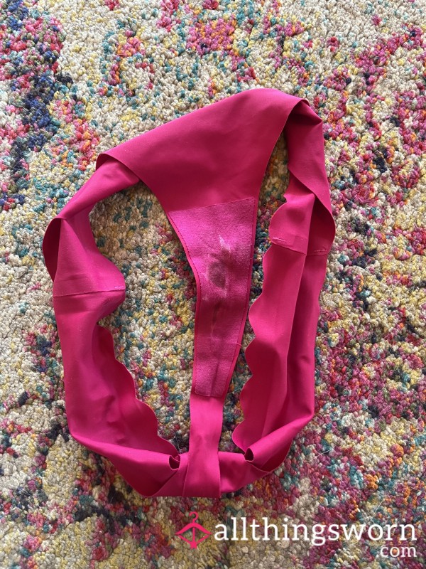 Worn Pink Heart Thong