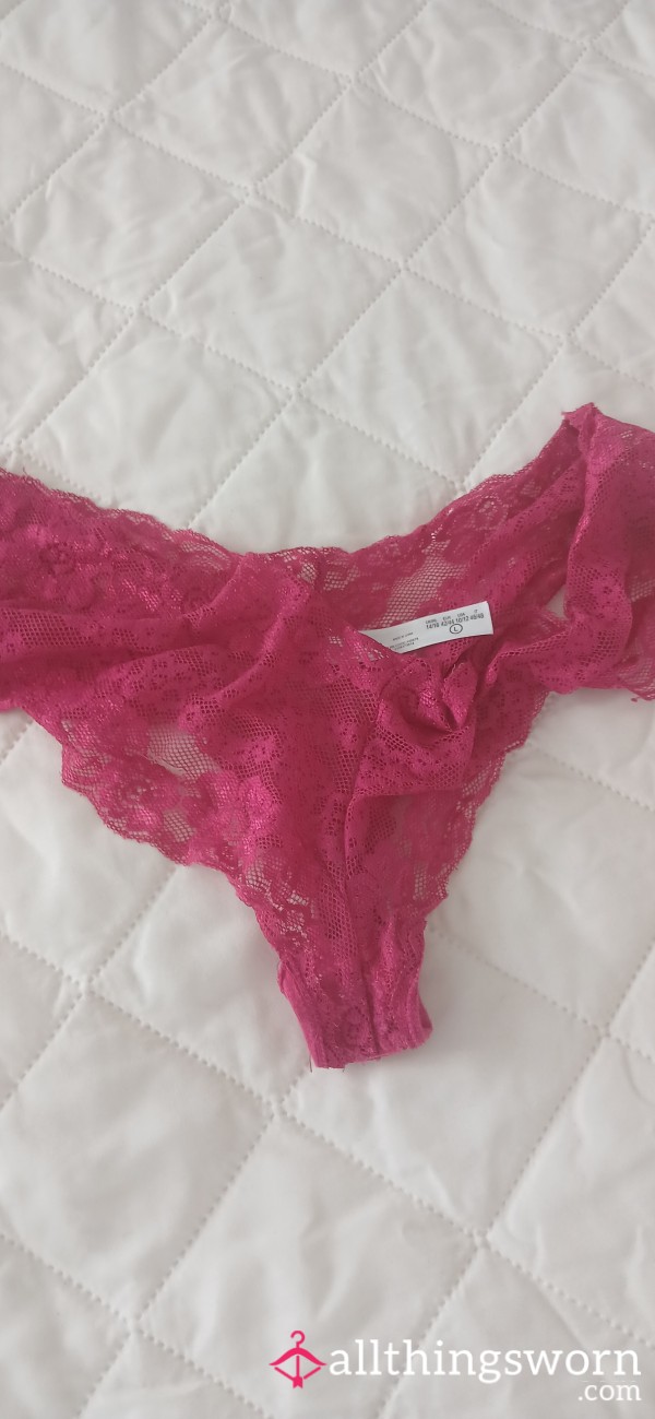 Worn Pink Hipster Lace Underwear