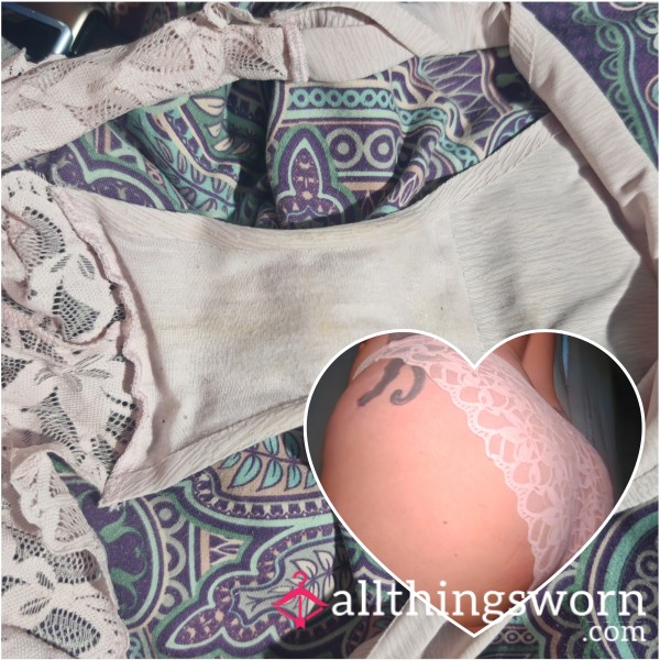 Worn Pink Lace Panties — 24 Hour Wear, Auction, UK MILF 🖤