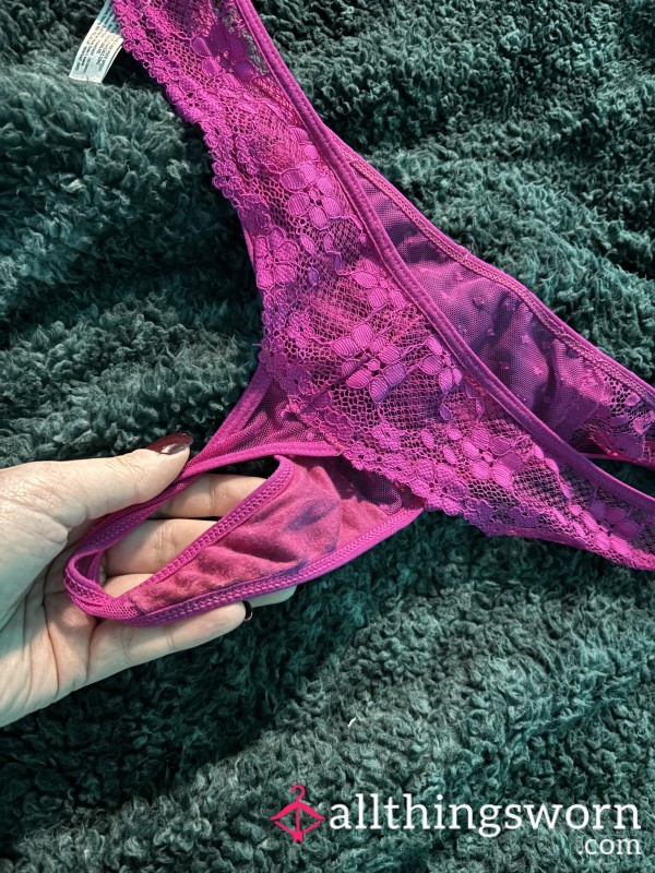 Worn Pink Lace Thong – Playtime Video Available 💕💦