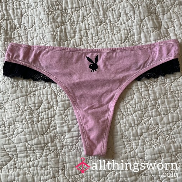 Worn Pink Lacy Playboy Panties