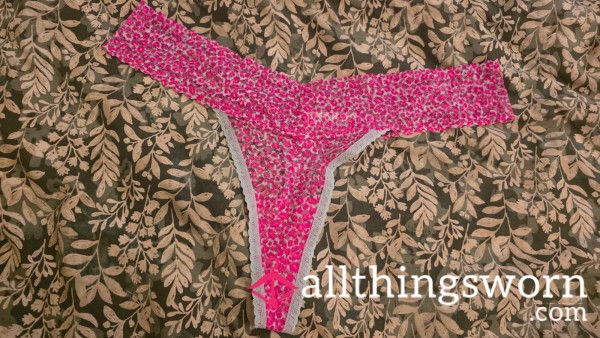 Worn Pink Leopard Print Thong