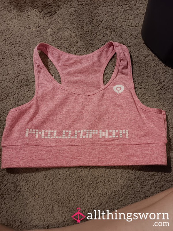 Worn Pink Myologywear Sports Bra – Sweet, Soaked & Stretched To Fit (Size M/L)
