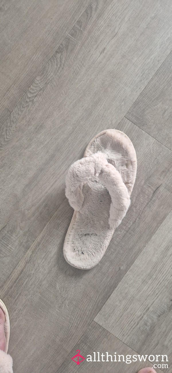 Worn Pink Slippers Size 7