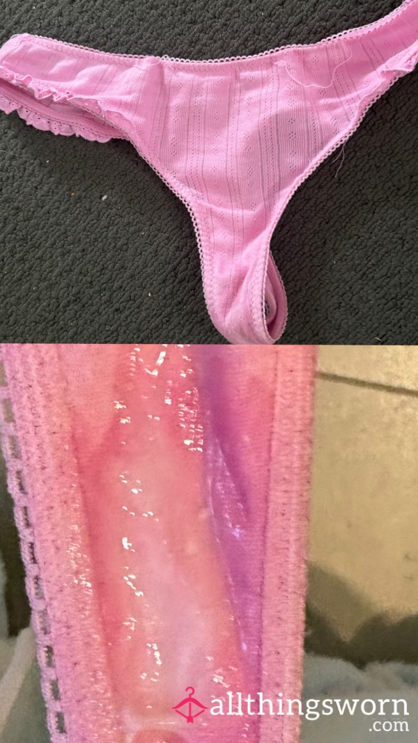 Worn Pink Wet Creamy Panties