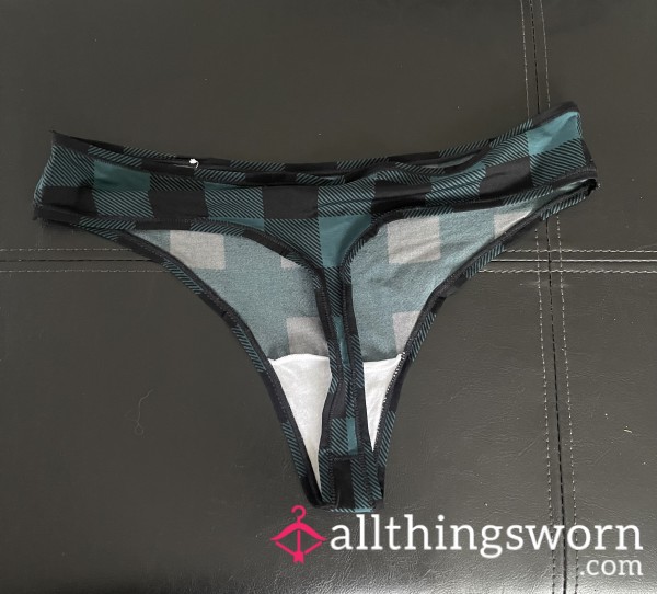 Worn Plaid Thong - Clingy, Comfy, And Soaked In My Scent