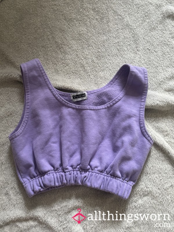 💜 WORN PURPLE CROPPED SWEAT TOP — Cozy, Cropped & Clinging To Me 💜