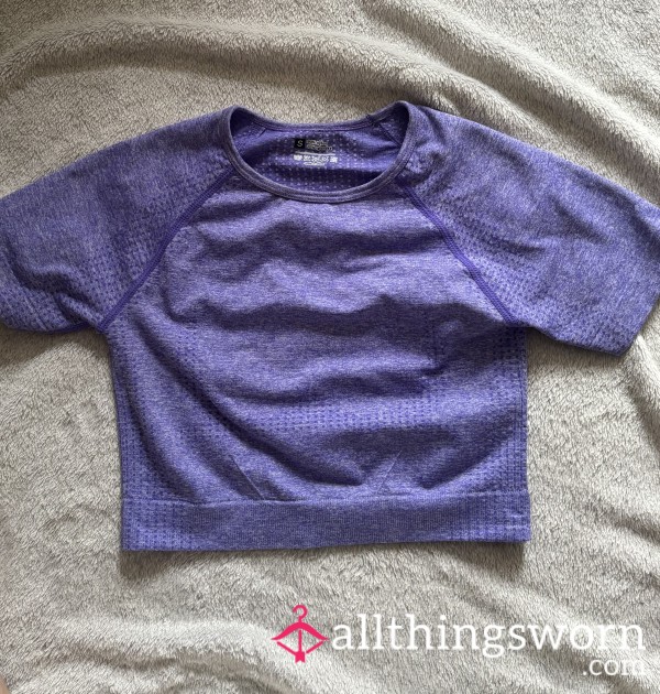 💜 WORN PURPLE GYM TOP — Tight, Sweaty & Teased In 💜