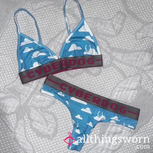 Worn Rave Set – Cyberdog Cloud Print (Bra + Thong)