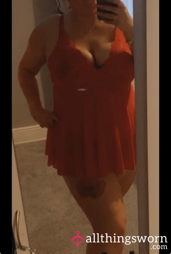 Worn Red ❤️ Babydoll & Thong ❤️