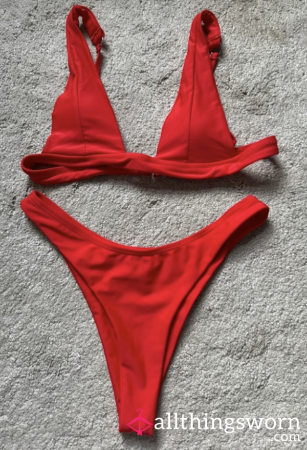 Worn Red Bikini Set