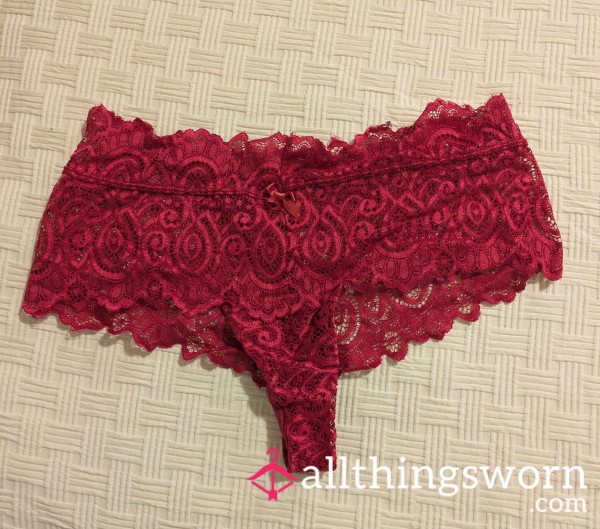 Worn Red Cheeky Panties