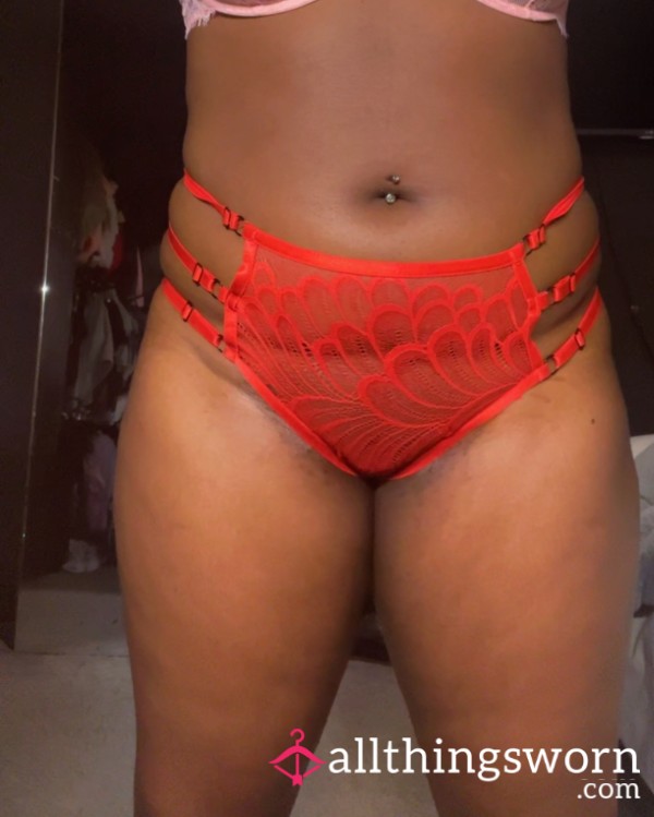 🔥 Worn Red High Panties ❤️ (Size L)