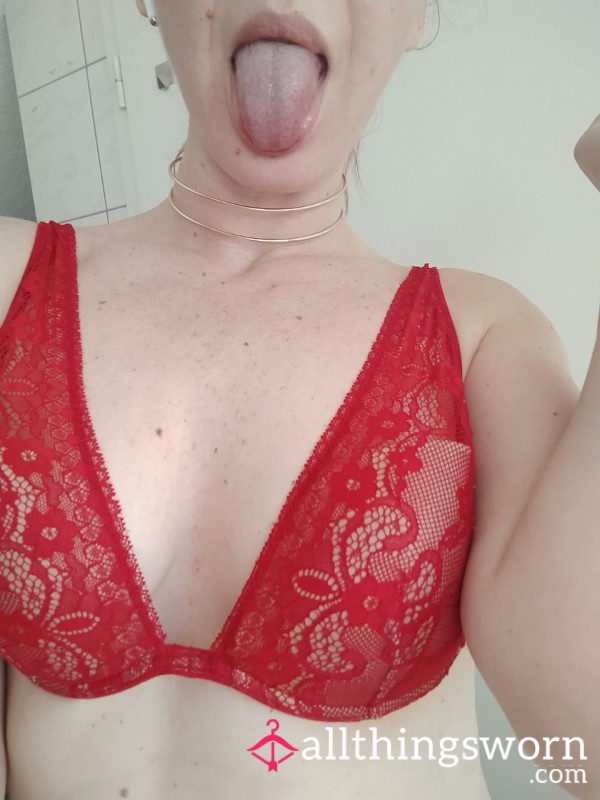 Worn Red Lace Bralette — Scented & Intimately Used