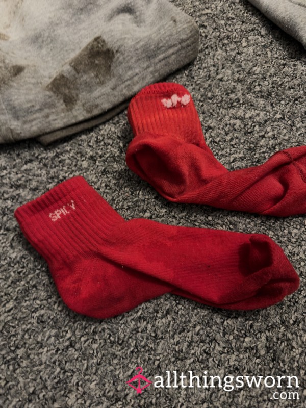 🔥 Worn Red Play Socks – Used During A Very Naughty Night 🔥