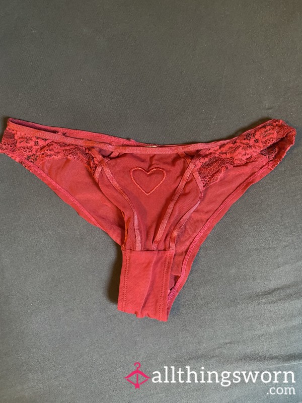 Worn Red Thong With Heart