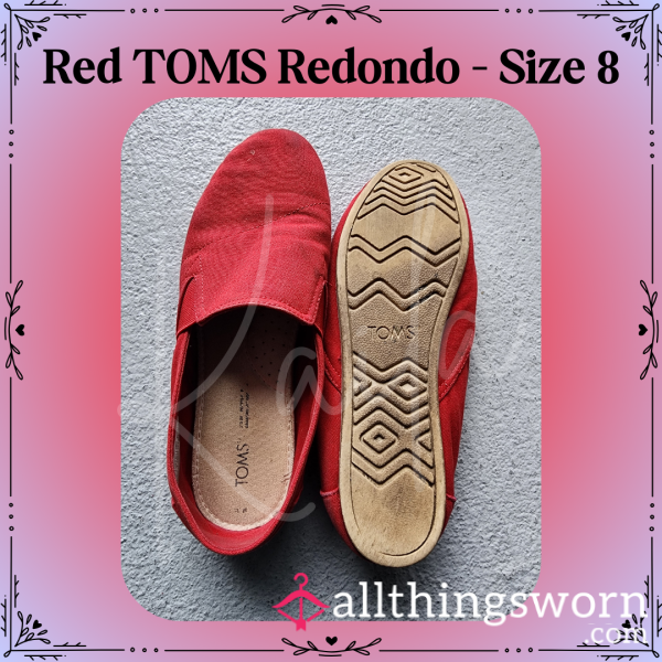 Worn Red TOMS (Redondo) - Size 8
