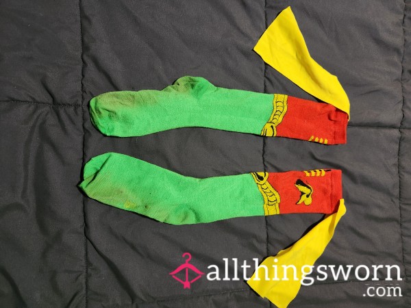 Worn Robin Knee-High Socks With Capes