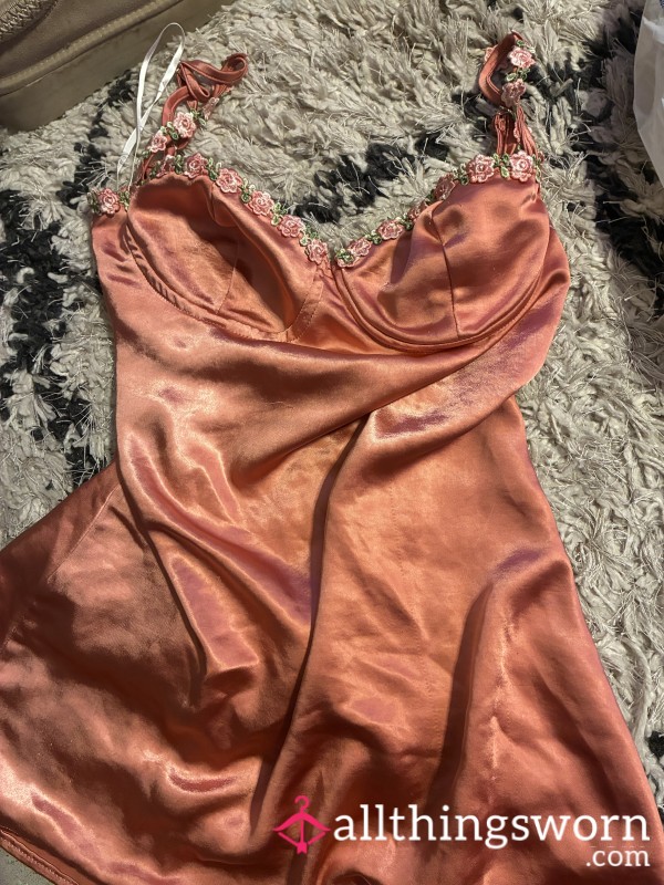 Worn Satin Lingerie Dress