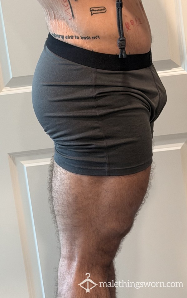 Worn Saxx Athletic Boxer Briefs - Charcoal Grey - Size XL