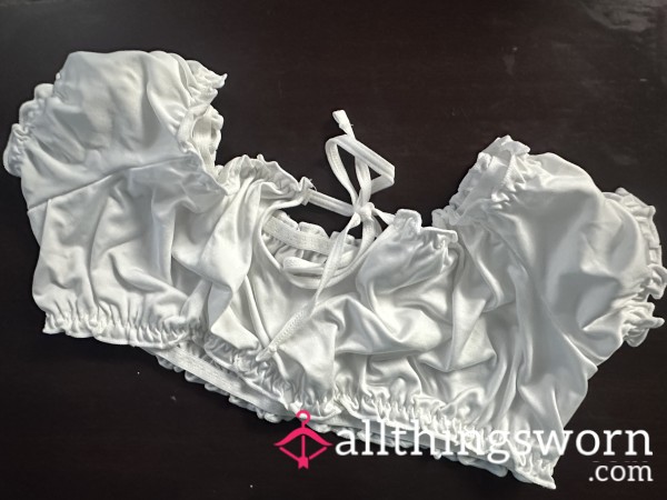 Worn Schoolgirl Lingerie Top White