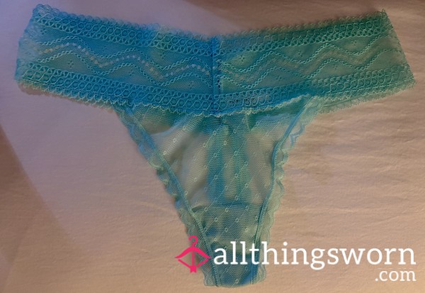 Worn - S**y Baby Blue Lace Thong