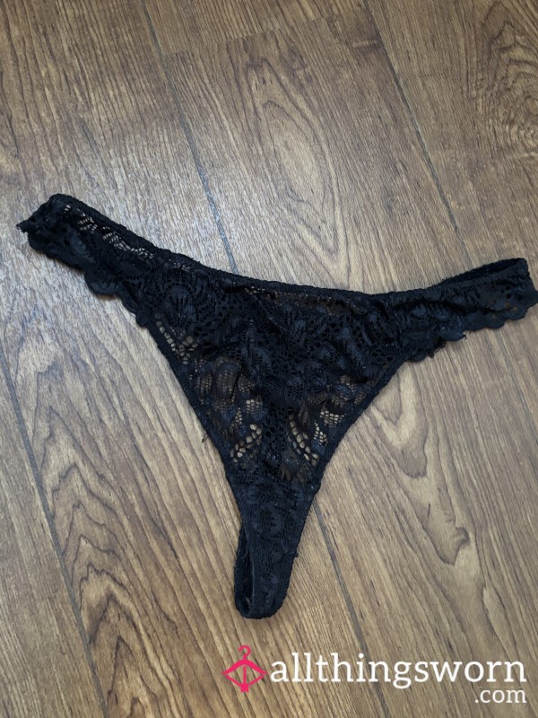 Worn S**y Black Lace Thong