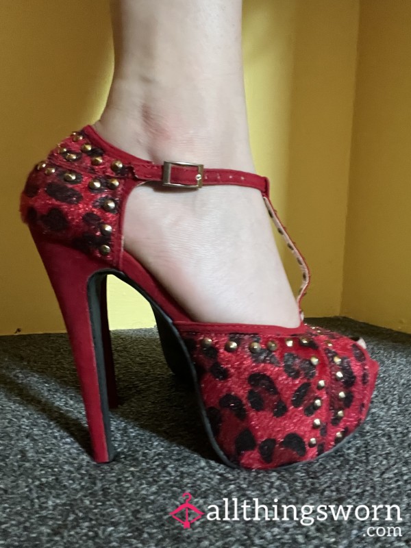 Worn S**y Red Heels - Size 8