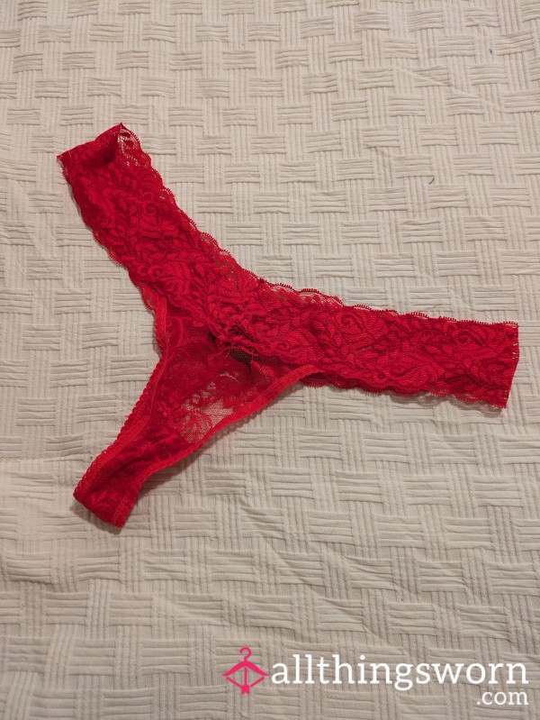 Worn S**y, Red Lacy Thong