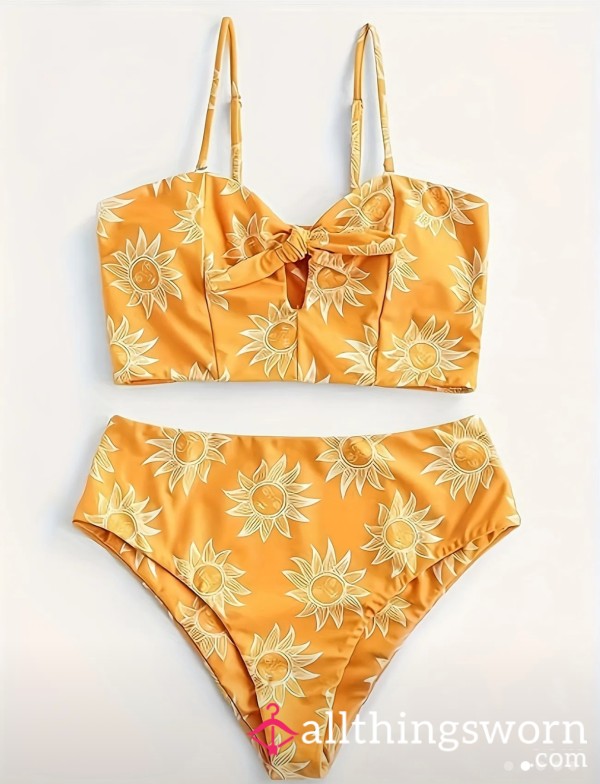 Worn S**y Size Small High Wasted Yellow Bikini Set