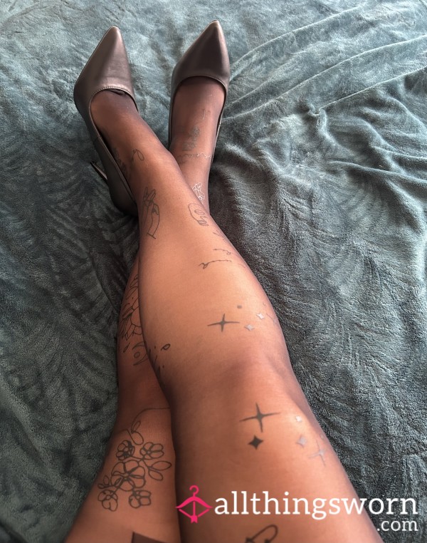 Worn Sheer Black Tights - MILF's Sweaty Pu**y & Foot Soaked Fetish Dream