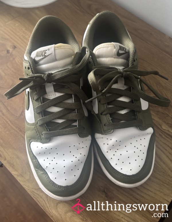 Worn Size 5 Nike Dunk Olive Green Trainers