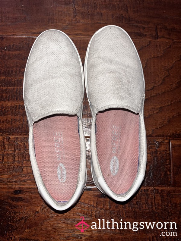Worn Skechers Slip Ons With Real Everyday Wear