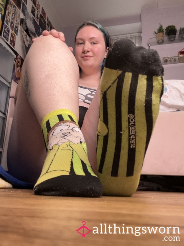 Worn Smelly Morty Face Trainer Socks