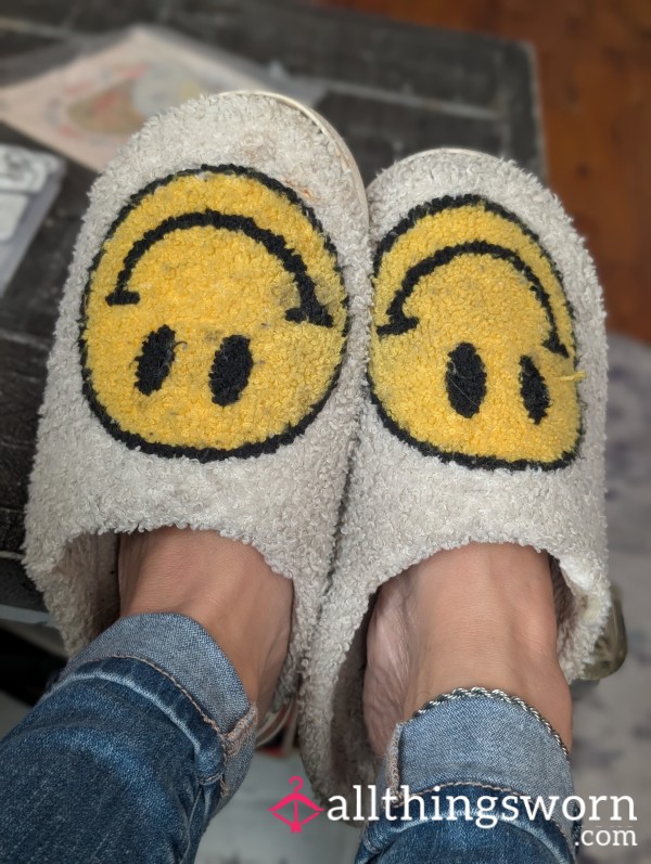Worn Smiley Slippers