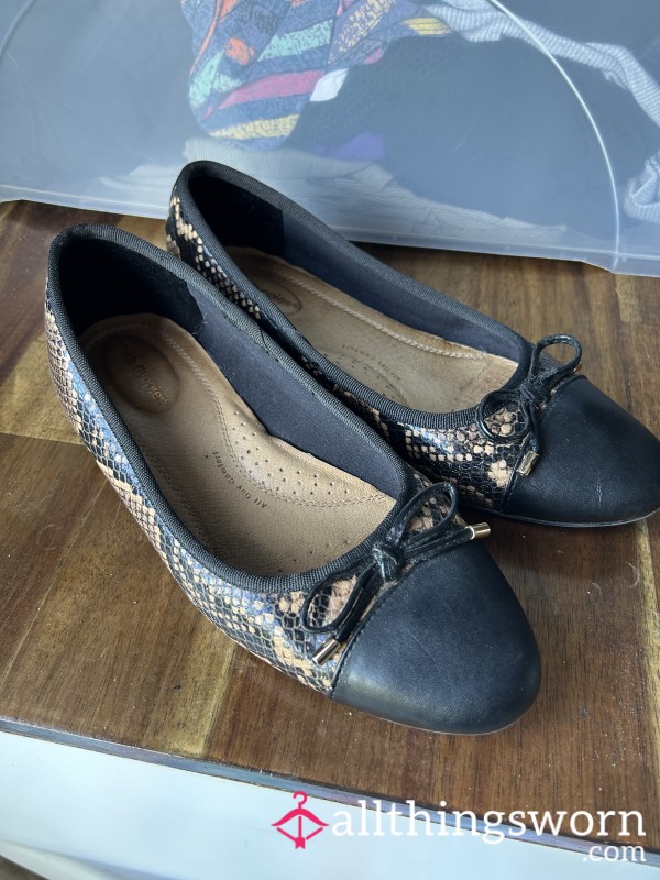 Worn Snake Print Ballet Flats 😍