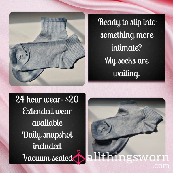 Worn Socks – 24hr, 48hr, 72hr & 7 Day Wear | Vacuum Sealed, Discreet Shipping, Custom Add-On