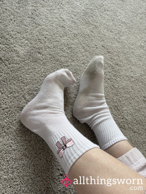 Worn Socks With Bow Design