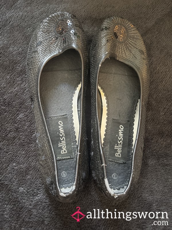👠 WORN SPARKLY BALLET FLATS – FOOT FETISH HEAVEN 💦