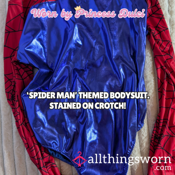 Worn 'Spiderman' Themed Bodysuit (can Be Worn For Any Amount Of Time)