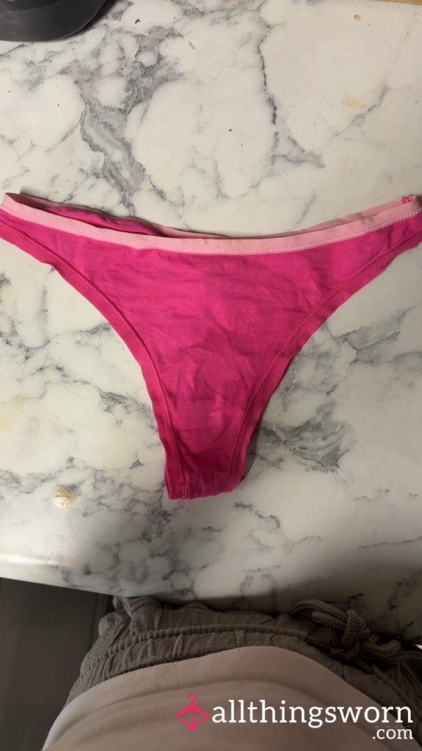 Worn Sweaty Pink Cotton Xsmall Thong