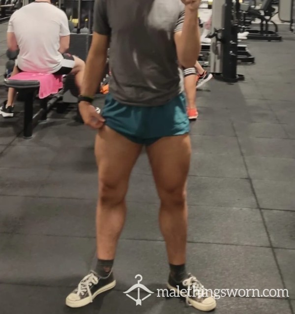 Worn Teal Gym Shorts – Broken In By Thick Thighs
