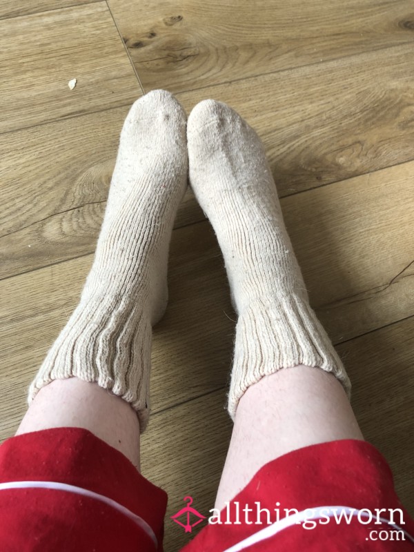 Worn Thick Cream Socks - Wear For 24 Hours Up To 168 Hours
