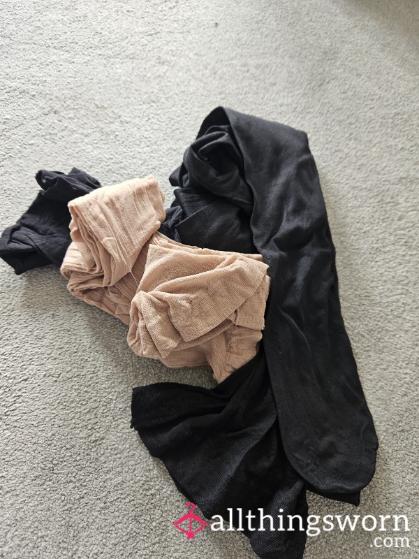 Worn Tights For Your Pleasure , Black Or Nude In Colour.