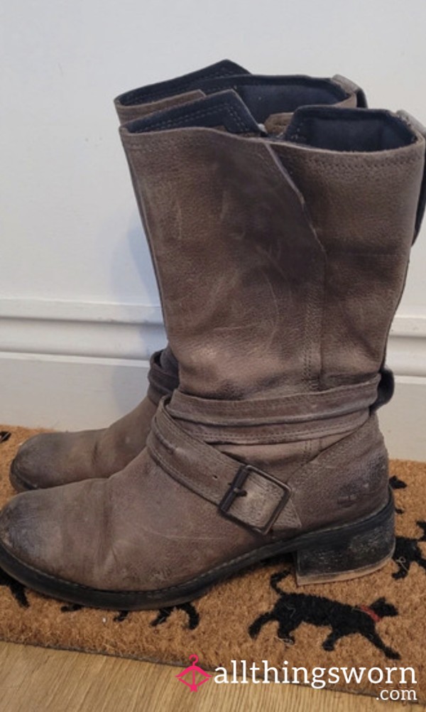 Worn Timberland Riding Boots 👢🥾🐴🐎 Trashed At The Stables! Size 4.5