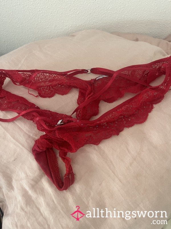 Worn To The Gym — Red Thong Soaked In Me 🍑💦