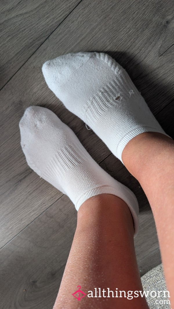 WORN TODAY! Old White Trainer Socks With Holes 🧦