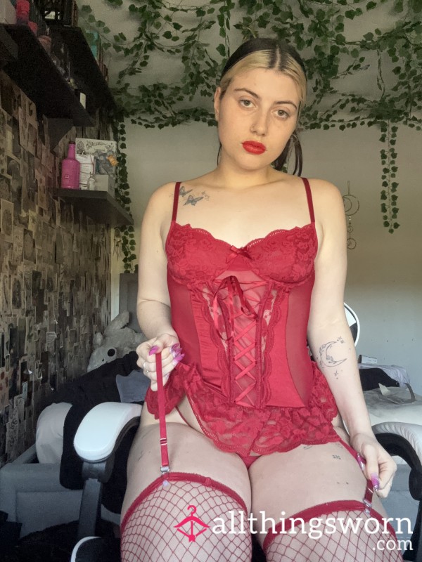 Worn Today 💕 Soft Red Lingerie Set. All Day Wear, Natural Scent